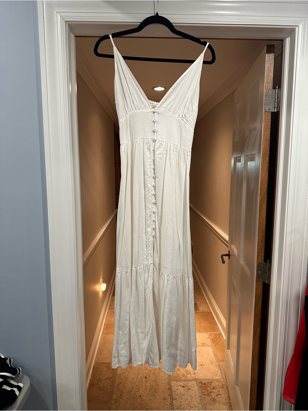 Abercrombie & Fitch White Button-Front Maxi Dress